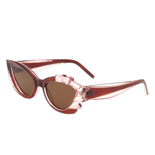 Sunglasses Burgundy Flame Irregular Cat Eye for Women