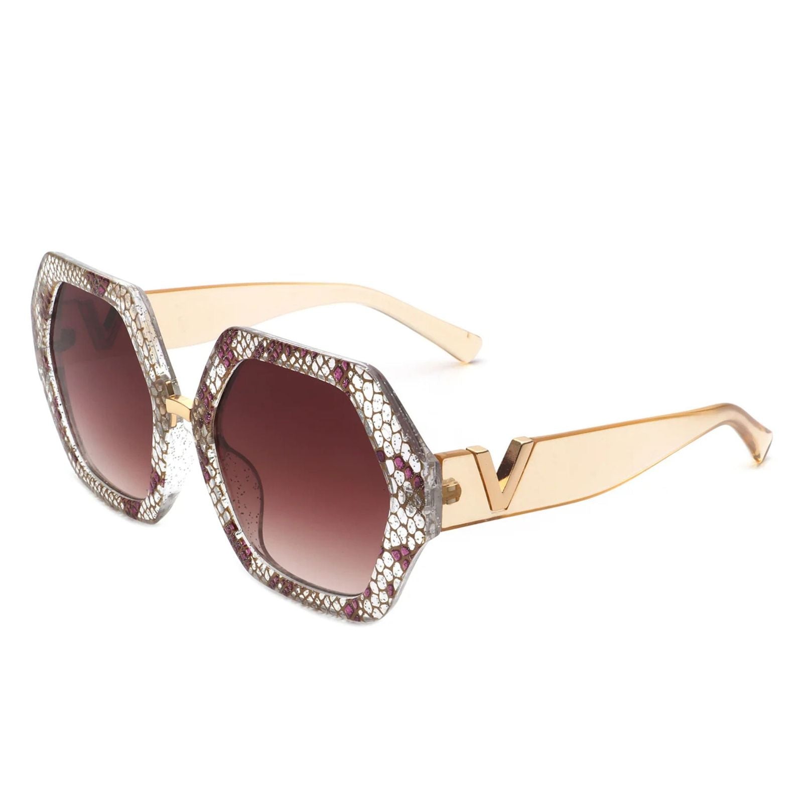 Sunglasses Snake Geometric Hexagon Oversized Women
