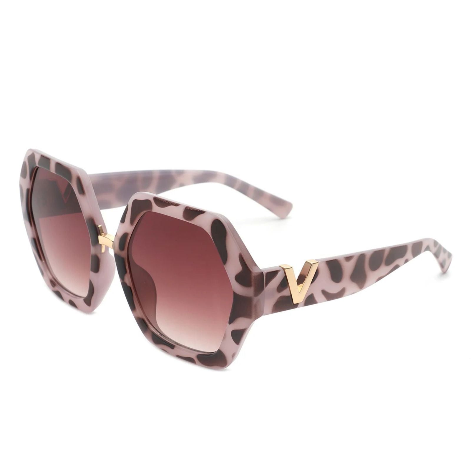 Sunglasses Leopard Geometric Hexagon Oversized