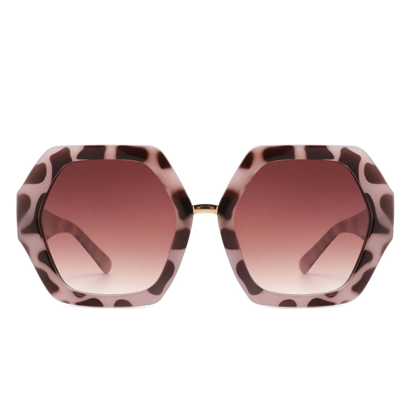 Sunglasses Leopard Geometric Hexagon Oversized